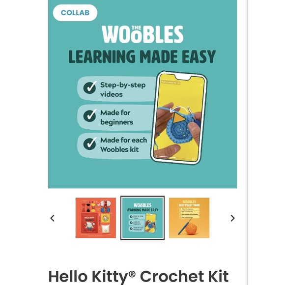 The Woobles Wobbles Crochet Kit For Beginners Hello Kitty Brand New - Picture 7 of 10